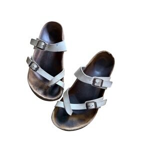 Birkenstock cream Mayari buckle strap sandals